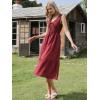 image:imageAllegra K Sleeveless Dress for Women V Neck Bow Tie Smocked A Line Summer Casual Tiered Midi DressesBurgundy