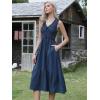 image:imageAllegra K Sleeveless Dress for Women V Neck Bow Tie Smocked A Line Summer Casual Tiered Midi DressesDark Blue