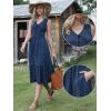 image:imageAllegra K Sleeveless Dress for Women V Neck Bow Tie Smocked A Line Summer Casual Tiered Midi DressesDark Blue