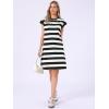 image:imageAllegra K Striped Summer Dresses for Women 2026 Cap Sleeve Color Block Crew Neck Casual Tshirt DressBlack and White