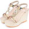 image:imageAllegra K Womens Bohemia Pull on Platform Wedge Heel SandalsBeige2