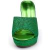 image:imageAllegra K Womens Glitter Platform Slip on Wedge Heels Green Sandals 8 m US