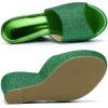 image:imageAllegra K Womens Glitter Platform Slip on Wedge Heels Green Sandals 8 m US