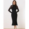 image:imageAllegra K Womens Mermaid Bodycon Dress Sheer Mesh Long Sleeve Mock Neck Elegant Evening Cocktail Valentines DressesBlack