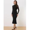 image:imageAllegra K Womens Mermaid Bodycon Dress Sheer Mesh Long Sleeve Mock Neck Elegant Evening Cocktail Valentines DressesBlack
