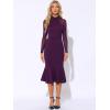 image:imageAllegra K Womens Mermaid Bodycon Dress Sheer Mesh Long Sleeve Mock Neck Elegant Evening Cocktail Valentines DressesDark Purple