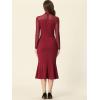 image:imageAllegra K Womens Mermaid Bodycon Dress Sheer Mesh Long Sleeve Mock Neck Elegant Evening Cocktail Valentines DressesDeep Red