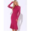 image:imageAllegra K Womens Mermaid Bodycon Dress Sheer Mesh Long Sleeve Mock Neck Elegant Evening Cocktail Valentines DressesRose Red