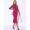 image:imageAllegra K Womens Mermaid Bodycon Dress Sheer Mesh Long Sleeve Mock Neck Elegant Evening Cocktail Valentines DressesRose Red