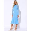 image:imageAllegra K Womens Mermaid Bodycon Dress Sheer Mesh Long Sleeve Mock Neck Elegant Evening Cocktail Valentines DressesSky Blue