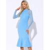 image:imageAllegra K Womens Mermaid Bodycon Dress Sheer Mesh Long Sleeve Mock Neck Elegant Evening Cocktail Valentines DressesSky Blue