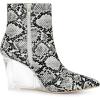 image:imageAllegra K Womens Snakeskin Printed Ankle Boots Pointed Toe Wedge Clear Heels BootsBlack White Snake