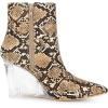 image:imageAllegra K Womens Snakeskin Printed Ankle Boots Pointed Toe Wedge Clear Heels BootsBrown Snake