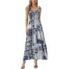 image:imageAllegra K Summer Spaghetti Strap Dress for Womens Beach Printed Square Neck Maxi Sun Dresses ALine Long DressNavy Blue