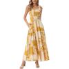 image:imageAllegra K Summer Spaghetti Strap Dress for Womens Beach Printed Square Neck Maxi Sun Dresses ALine Long DressYellow