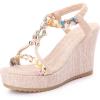 image:imageAllegra K Womens Bohemia Pull on Platform Wedge Heel Gold Sandals 10 M US