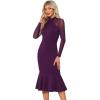 image:imageAllegra K Womens Mermaid Bodycon Dress Sheer Mesh Long Sleeve Mock Neck Elegant Evening Cocktail Valentines DressesDark Purple