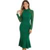 image:imageAllegra K Womens Mermaid Bodycon Dress Sheer Mesh Long Sleeve Mock Neck Elegant Evening Cocktail Valentines DressesGreen