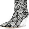 image:imageAllegra K Womens Snakeskin Printed Ankle Boots Pointed Toe Wedge Clear Heels BootsBlack White Snake