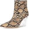 image:imageAllegra K Womens Snakeskin Printed Ankle Boots Pointed Toe Wedge Clear Heels BootsBrown Snake