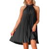 image:imageAllegra K Womens Tie Halter Neck Dress Sleeveless Summer Solid Color Flowy Pleated Beach Dress SundressBlack
