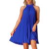 image:imageAllegra K Womens Tie Halter Neck Dress Sleeveless Summer Solid Color Flowy Pleated Beach Dress SundressBlue