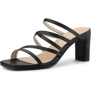 image:imageAllegra K Womens Strappy Block Heels Slide Heel SandalsBlack