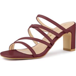 image:imageAllegra K Womens Strappy Block Heels Slide Heel SandalsBurgundy