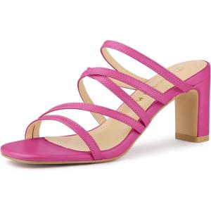 image:imageAllegra K Womens Strappy Block Heels Slide Heel SandalsHot Pink