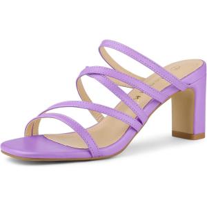 image:imageAllegra K Womens Strappy Block Heels Slide Heel SandalsPurple