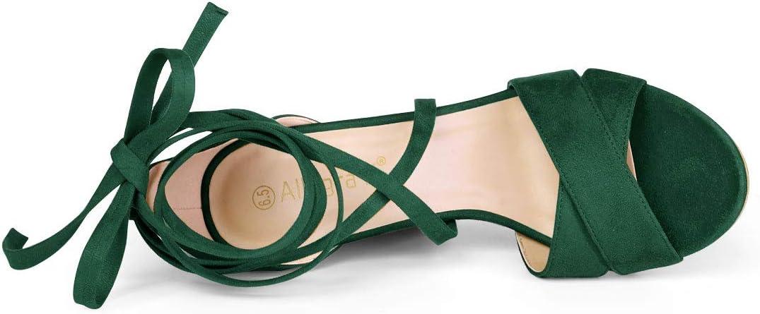 image:imageAllegra K Women Crisscross Front Block Heeled Lace Up Green Sandals 65 m US