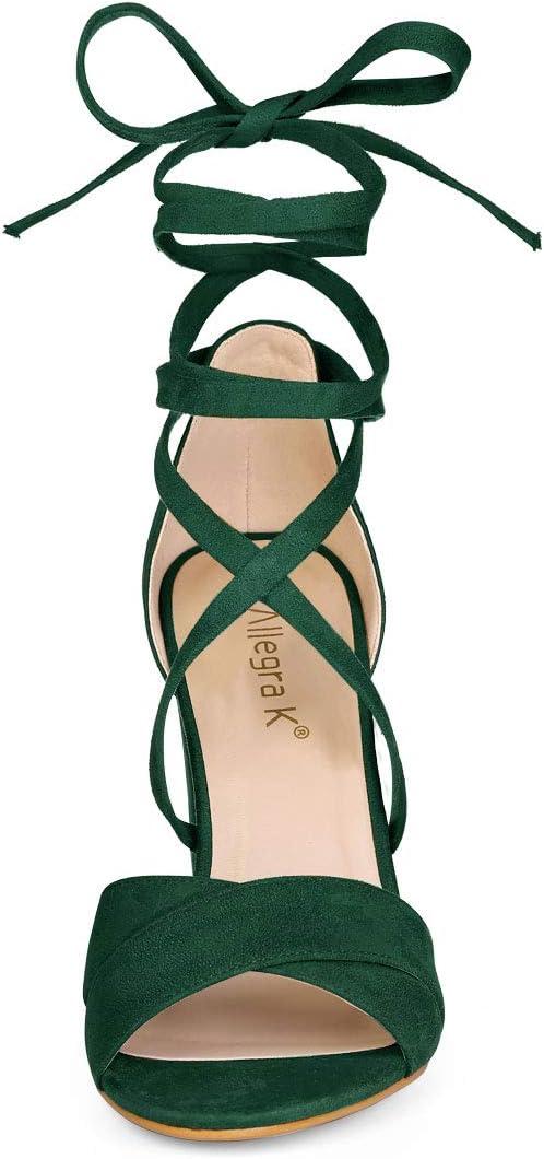 image:imageAllegra K Women Crisscross Front Block Heeled Lace Up Green Sandals 65 m US