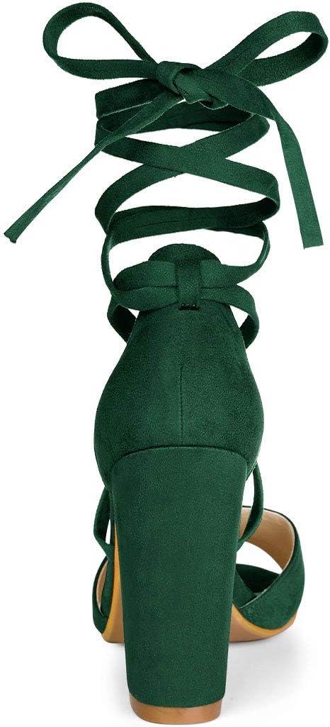 image:imageAllegra K Women Crisscross Front Block Heeled Lace Up Green Sandals 65 m US