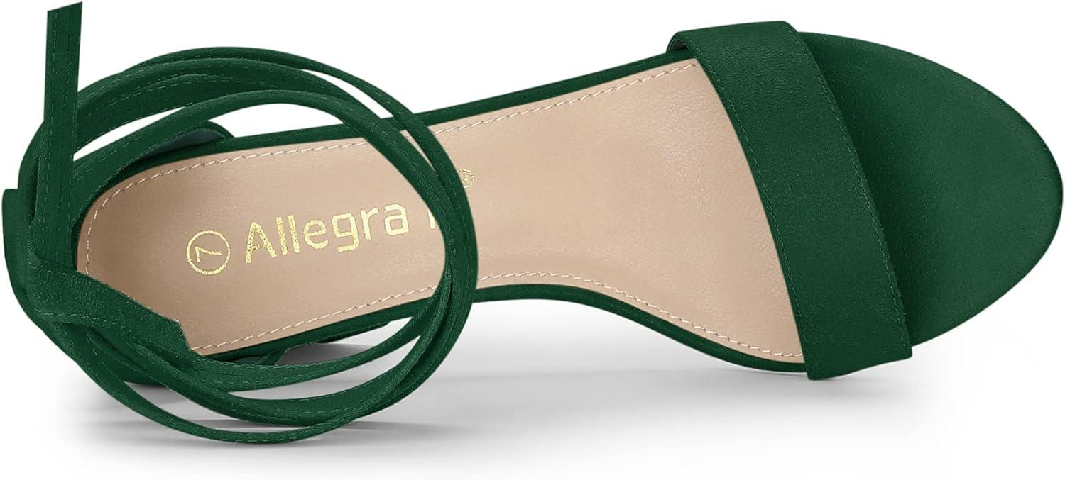 image:imageAllegra K Womens Faux Suede Chunky Heels Lace Up Green Sandals  9 m US