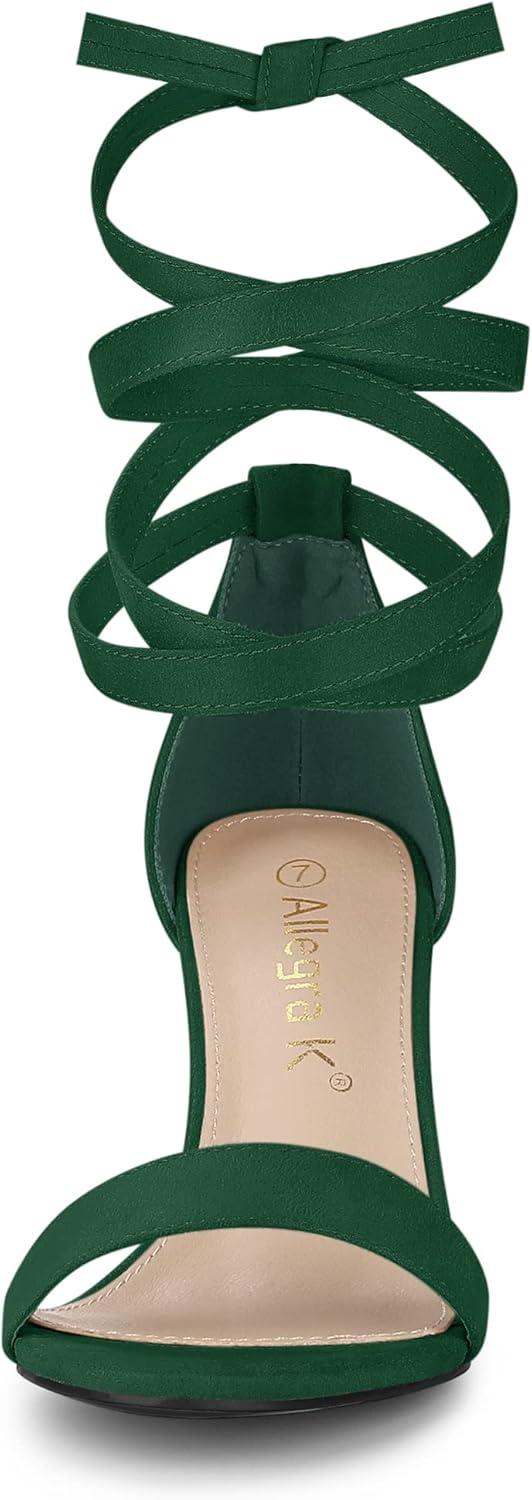 image:imageAllegra K Womens Faux Suede Chunky Heels Lace Up Green Sandals  9 m US