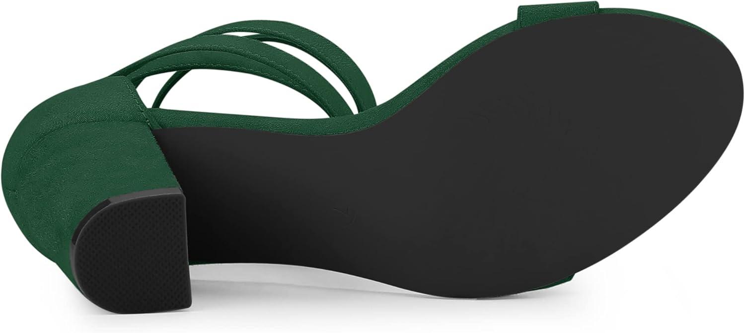 image:imageAllegra K Womens Faux Suede Chunky Heels Lace Up Green Sandals  9 m US