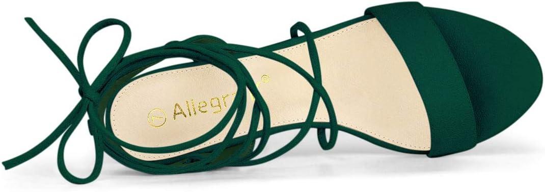 image:imageAllegra K Womens Lace Up Block High Heels Green Sandals  11 m US