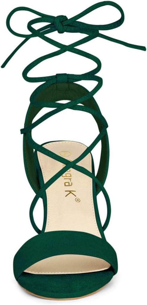 image:imageAllegra K Womens Lace Up Block High Heels Green Sandals  11 m US