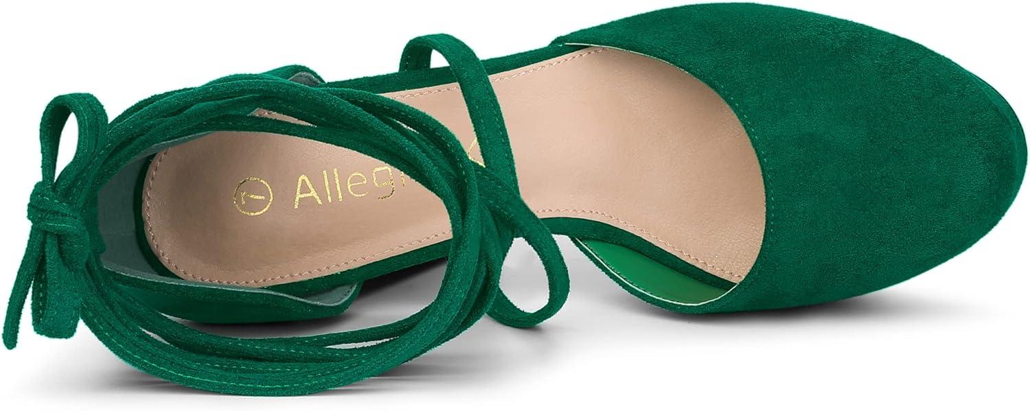 image:imageAllegra K Womens Platform Block Heel Emerald Green Lace Up Pumps Sandals 10 m US