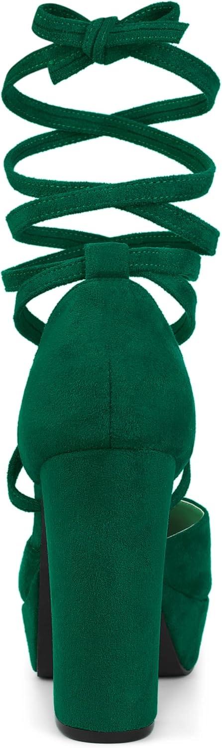 image:imageAllegra K Womens Platform Block Heel Emerald Green Lace Up Pumps Sandals 10 m US