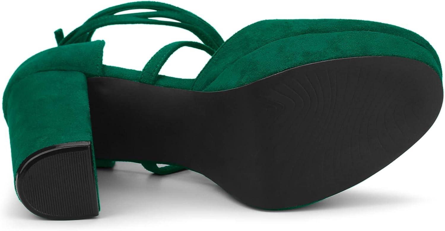 image:imageAllegra K Womens Platform Block Heel Emerald Green Lace Up Pumps Sandals 10 m US