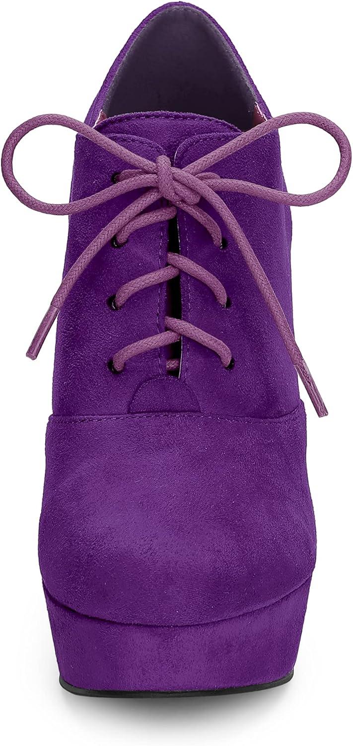 image:imageAllegra K Womens Platform Chunky Heel Lace Up Purple Booties 10 M US