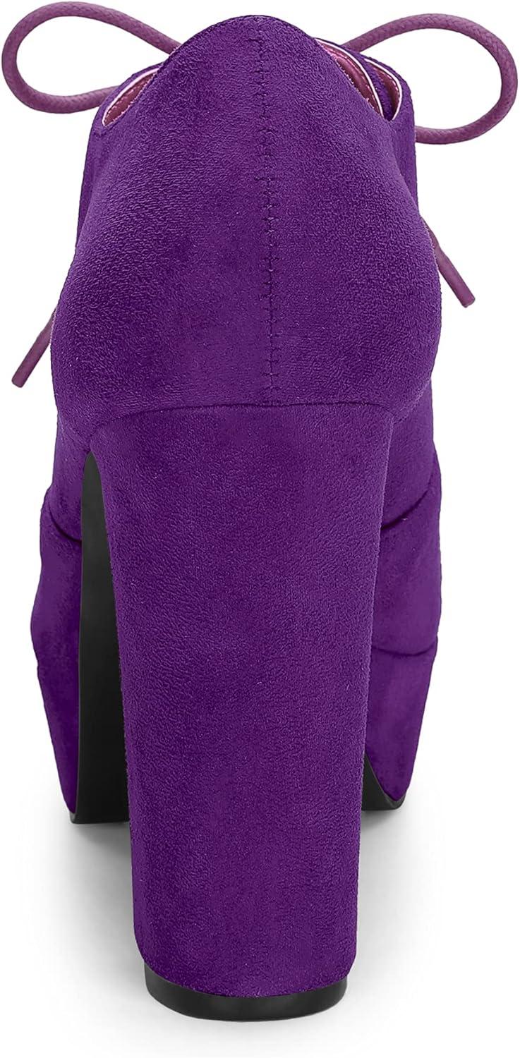 image:imageAllegra K Womens Platform Chunky Heel Lace Up Purple Booties 10 M US