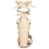 image:imageAllegra K Women Crisscross Front Block Heeled Lace Up Beige Sandals  9 M US