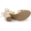 image:imageAllegra K Women Crisscross Front Block Heeled Lace Up Beige Sandals  9 M US