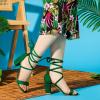 image:imageAllegra K Womens Faux Velvet Lace Up Chunky Dark Green Heel Strappy Sandals 95 m US