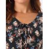image:imageAllegra K Womens Floral Printed Spring Summer Flare Short Sleeve Laceup V Neck Chiffon DressBlack B