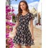 image:imageAllegra K Womens Floral Printed Spring Summer Flare Short Sleeve Laceup V Neck Chiffon DressBlack B