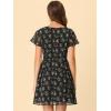 image:imageAllegra K Womens Floral Printed Spring Summer Flare Short Sleeve Laceup V Neck Chiffon DressBlack Floral