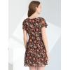image:imageAllegra K Womens Floral Printed Spring Summer Flare Short Sleeve Laceup V Neck Chiffon DressBlack Red